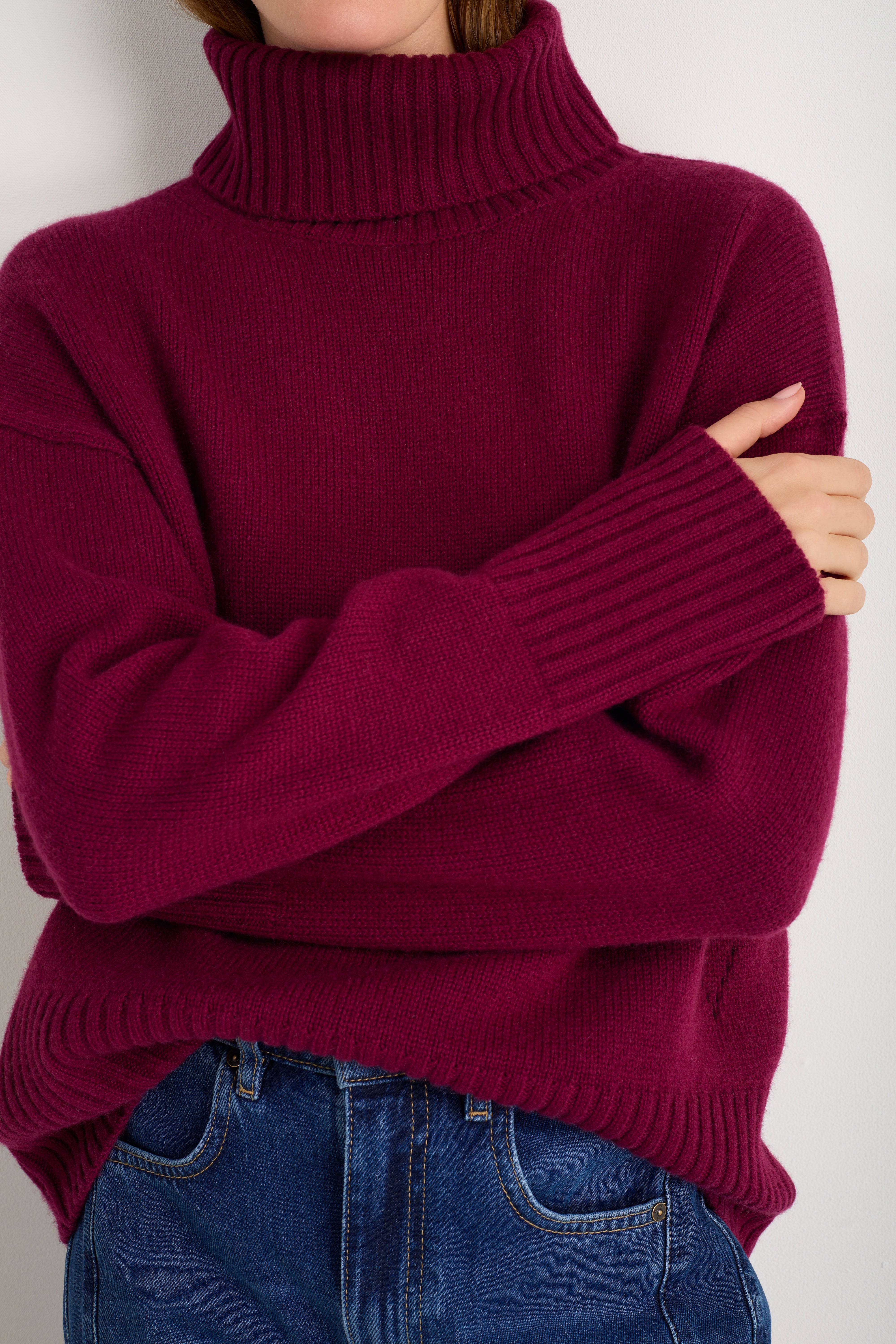 Nelly Roll Neck Jumper - Plum