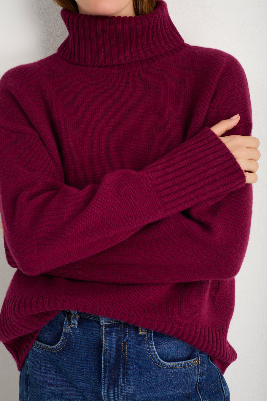 Nelly Roll Neck Jumper - Plum