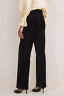 Nina Cotton Velvet Flare Trouser - Black