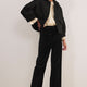 Nina Cotton Velvet Flare Trouser - Black