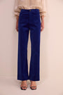 Nina Cotton Velvet Flare Trouser - Maritime Blue