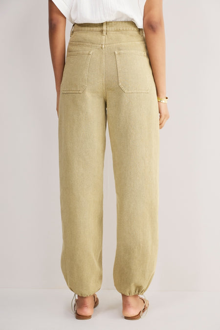 Noa Drawstring Hem Jean - Warm Khaki