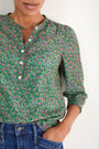 Noah 3/4 Sleeve Blouse - Jade Green Garden Floral