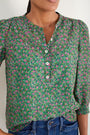 Noah 3/4 Sleeve Blouse - Jade Green Garden Floral