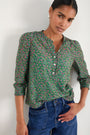 Noah 3/4 Sleeve Blouse - Jade Green Garden Floral