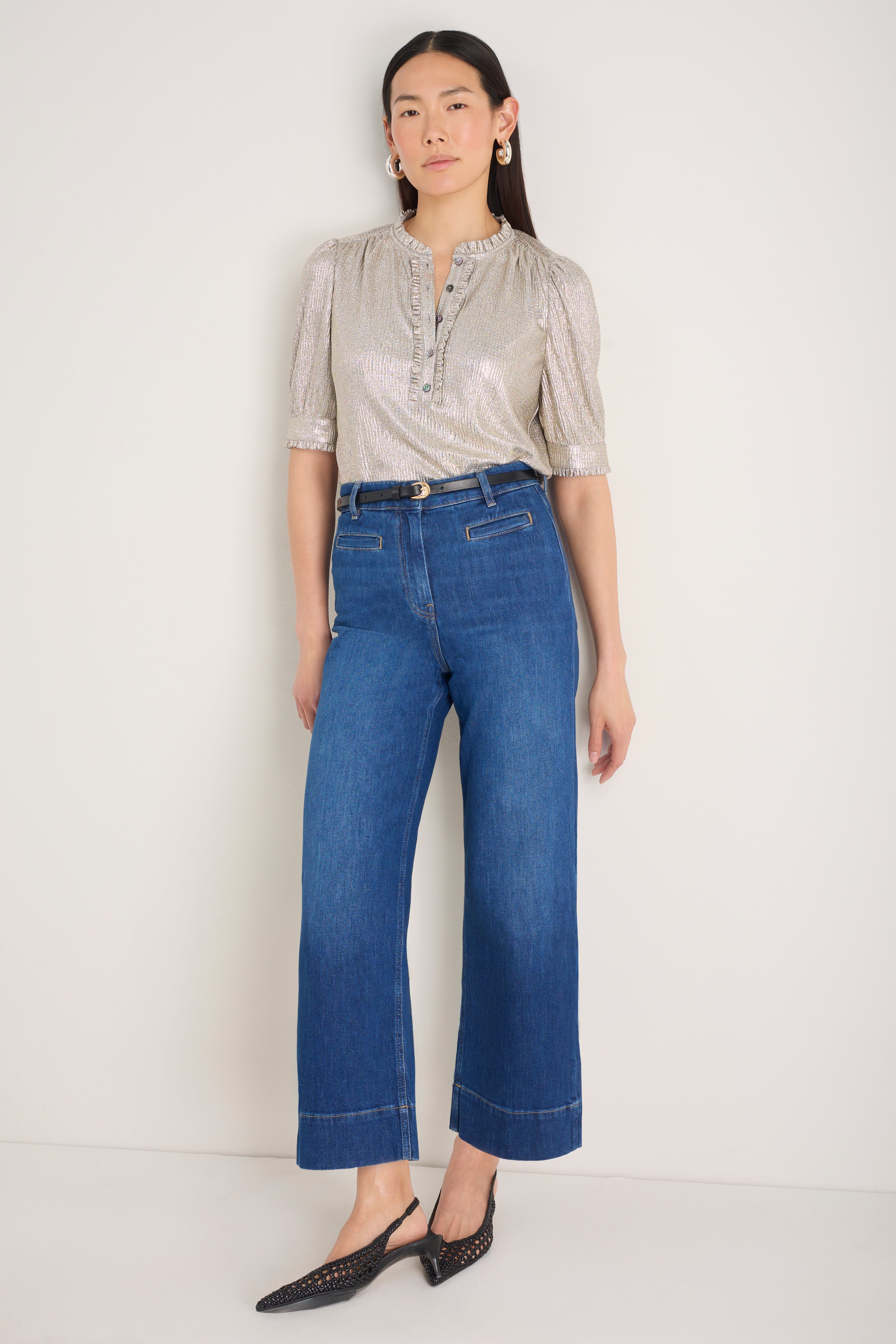 Noah Metallic Top - Champagne