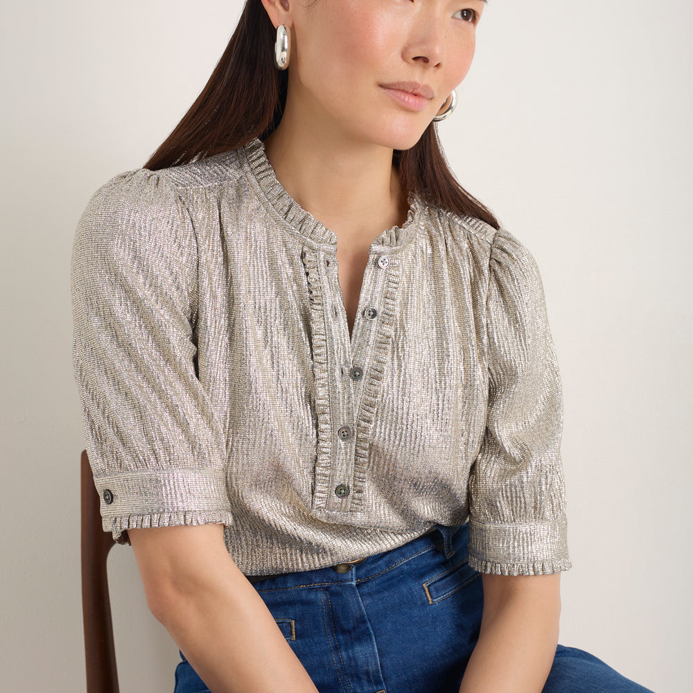 Noah Metallic Top - Champagne