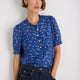 Noah Silk Blend Blouse - Cobalt Retro Ditsy
