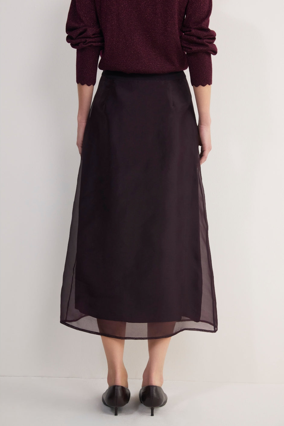 Odette Silk Organza Skirt - Aubergine