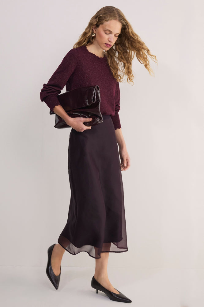 Odette Silk Organza Skirt - Aubergine