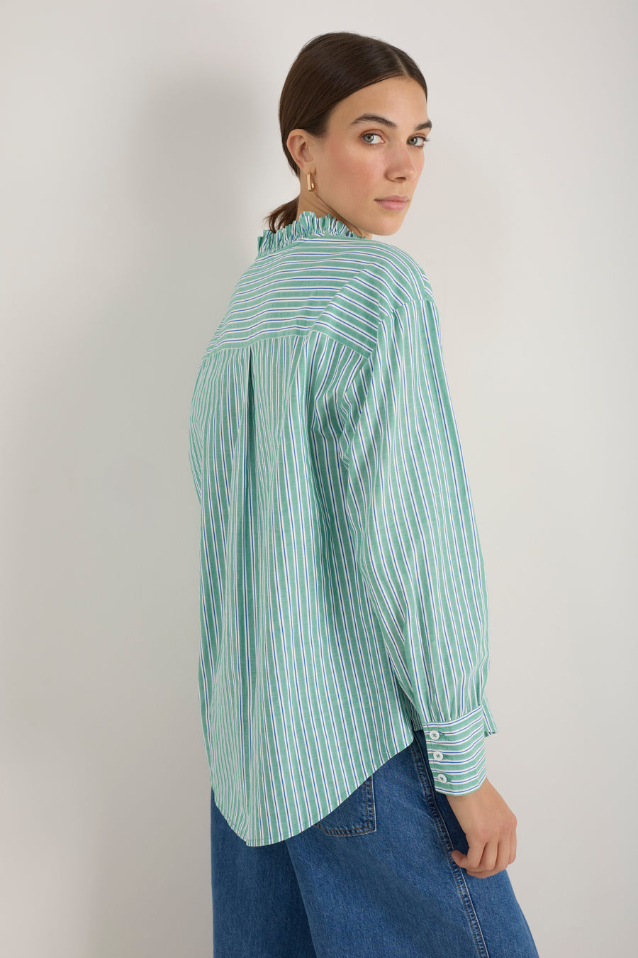 Orla Shirt - Green/Cobalt/Ivory Stripe