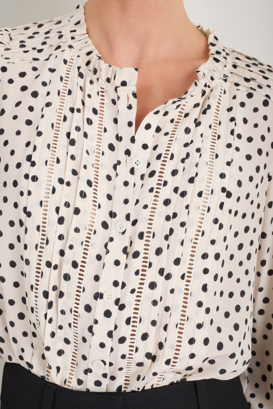 Otti Silk Blouse - Ivory Inky Spot