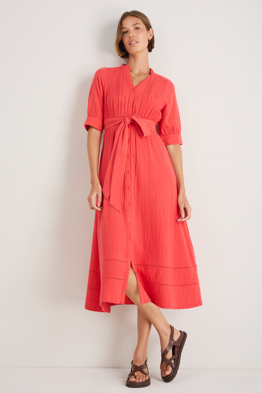Otti Midi Dress - Guava Red