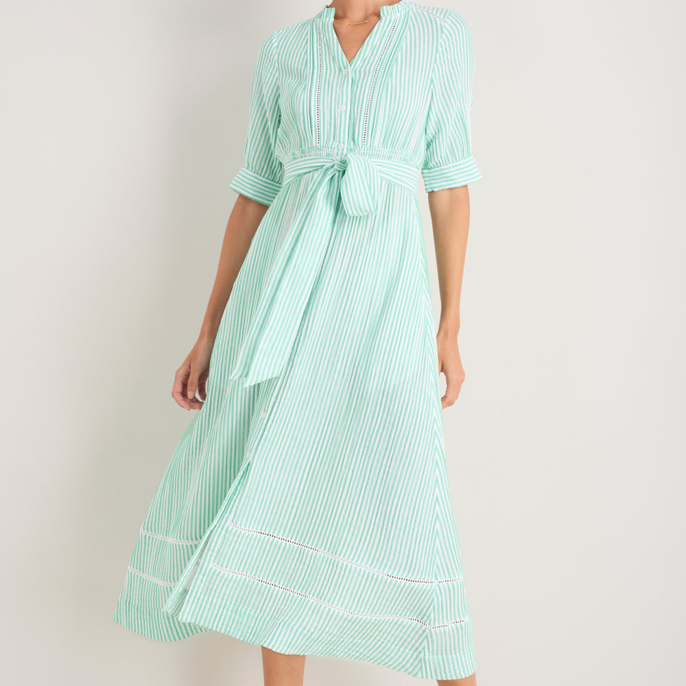 Otti Midi Dress - Jade Green/White Stripe