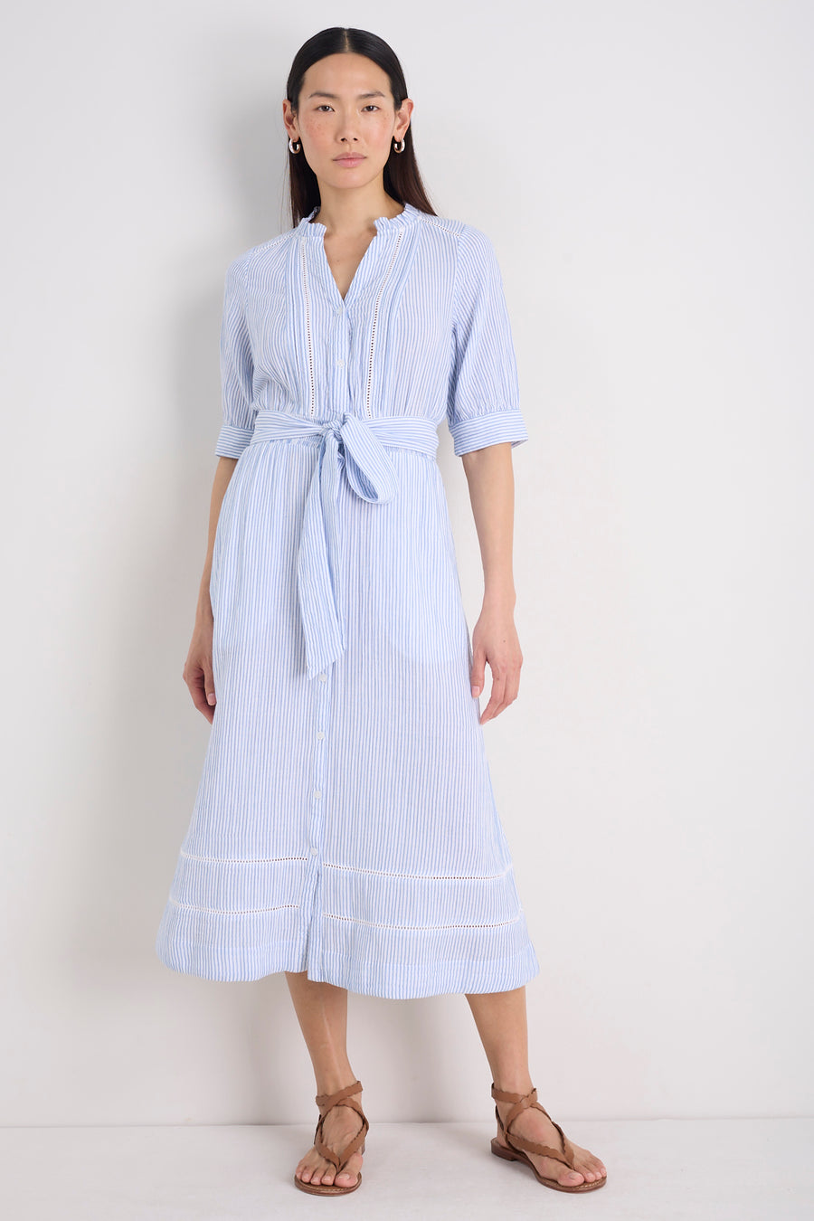 Otti Midi Dress - Sky Blue/White Stripe