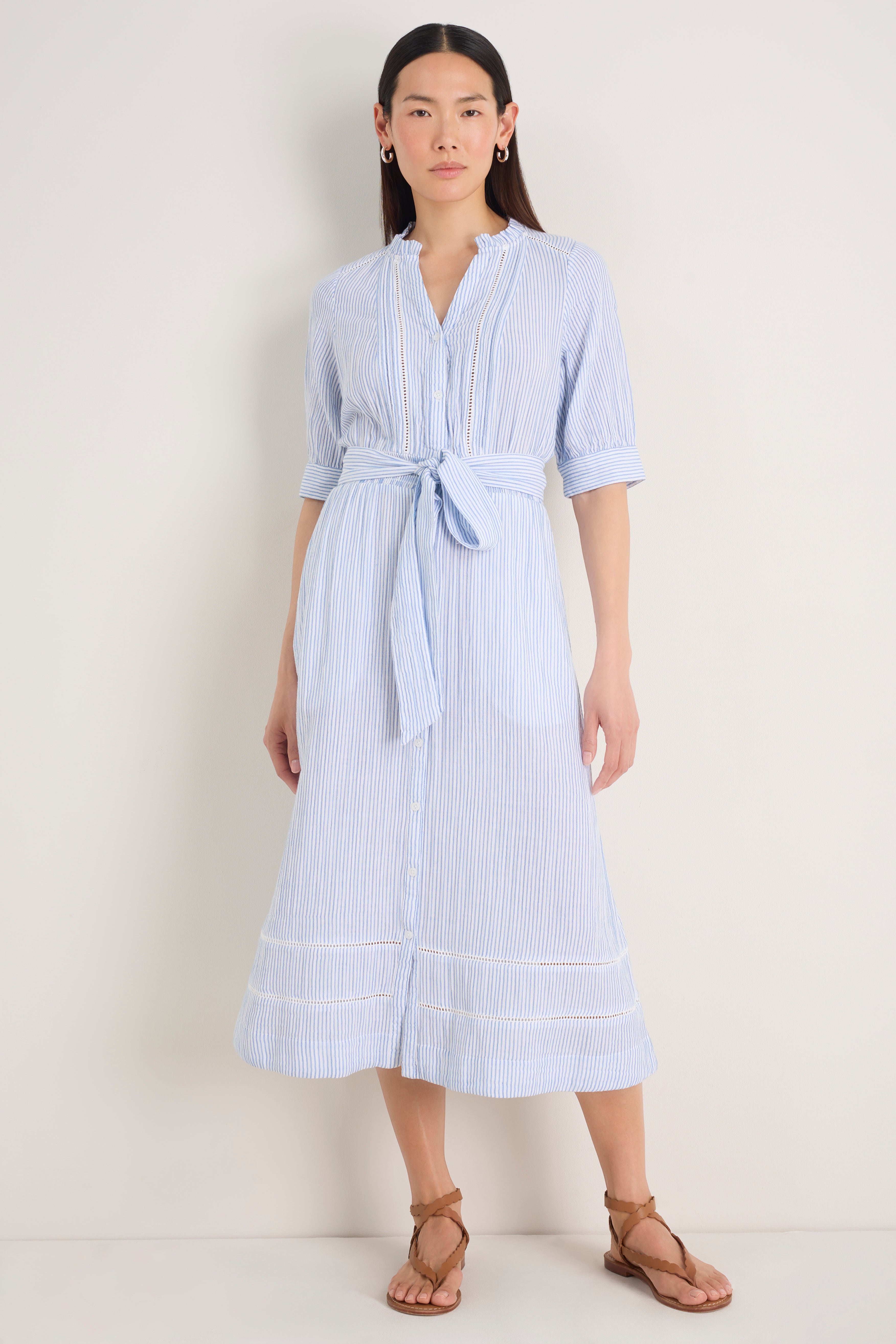 Otti Midi Dress - Sky Blue/White Stripe