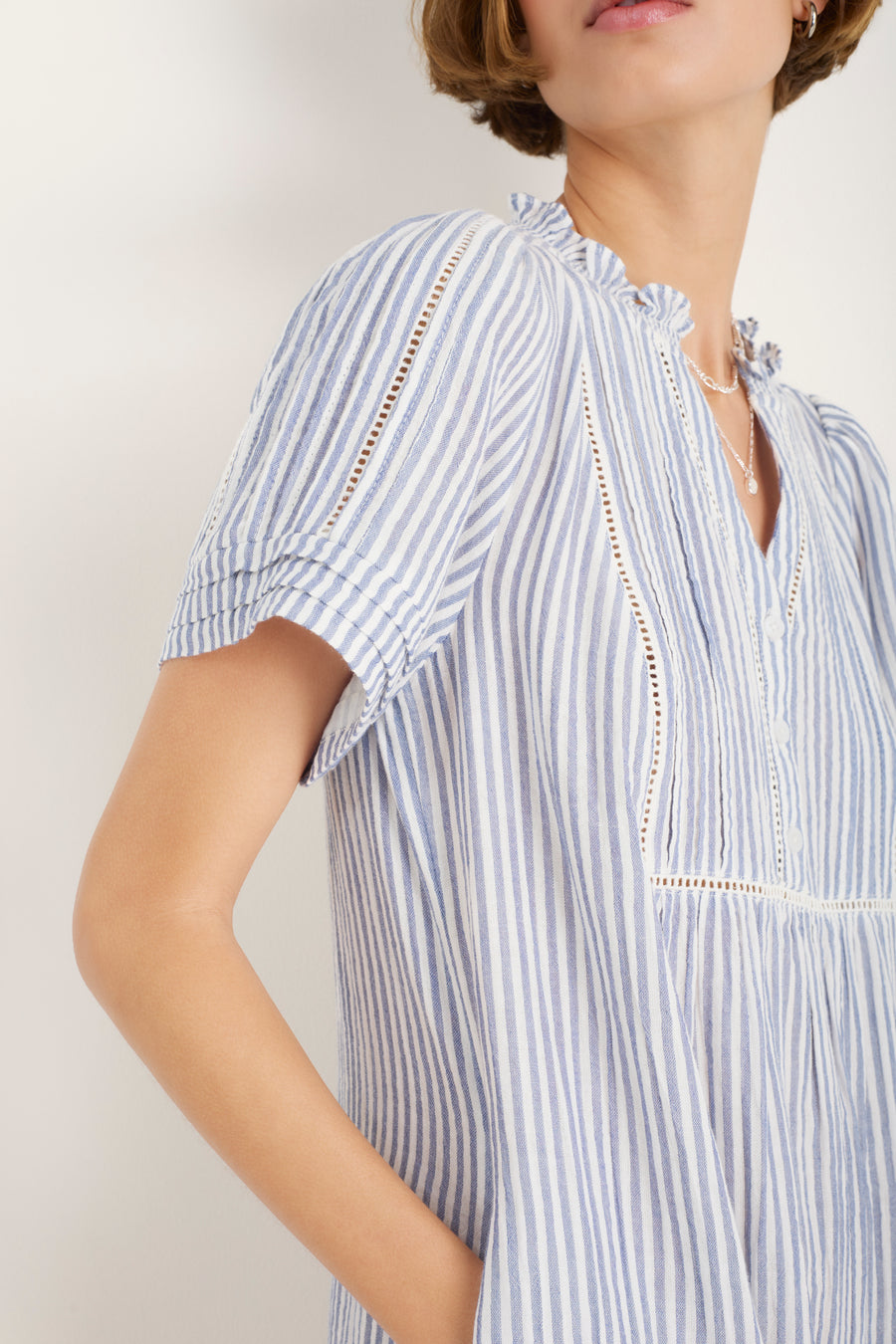 Otti Short Dress - Blue/Ivory Stripe