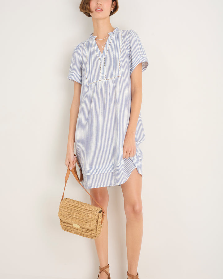 Otti Short Dress - Blue/Ivory Stripe