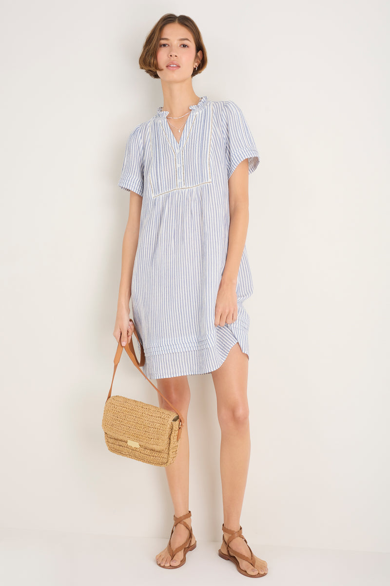 Otti Short Dress - Blue/Ivory Stripe