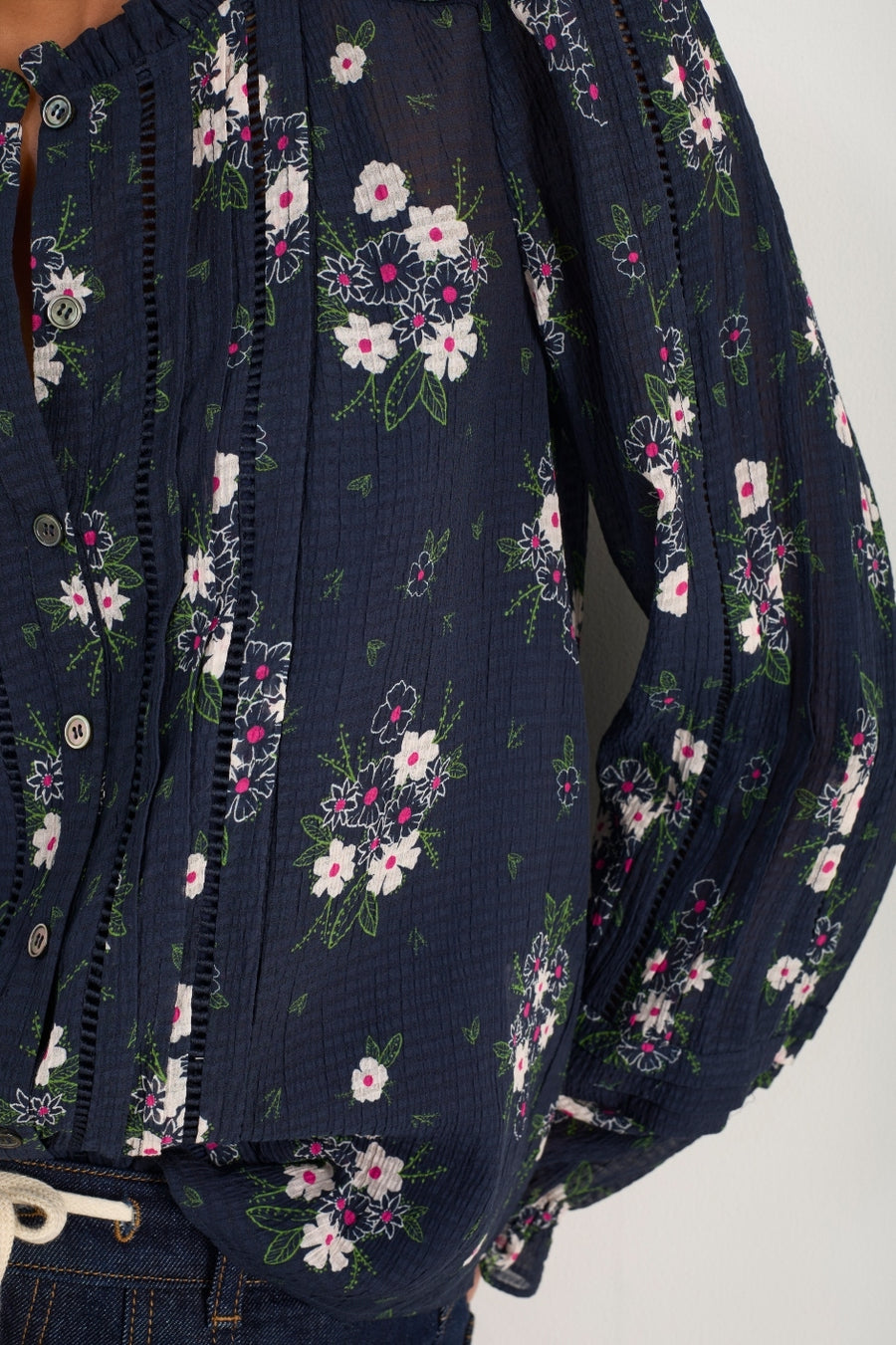 Otti Silk Blend Blouse - Midnight Spaced Floral