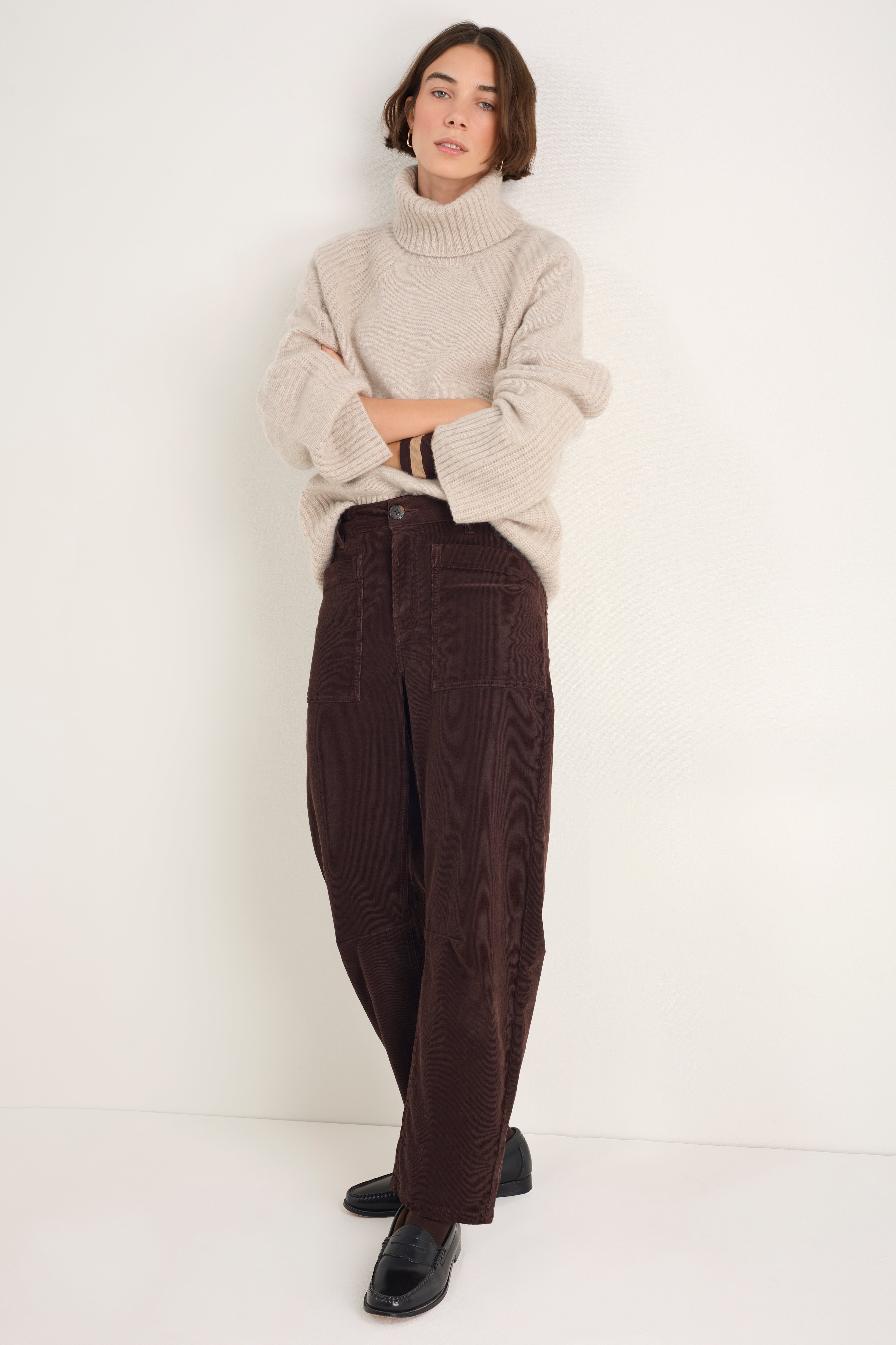 Paloma Horseshoe Pin Cord Trouser - Cocoa