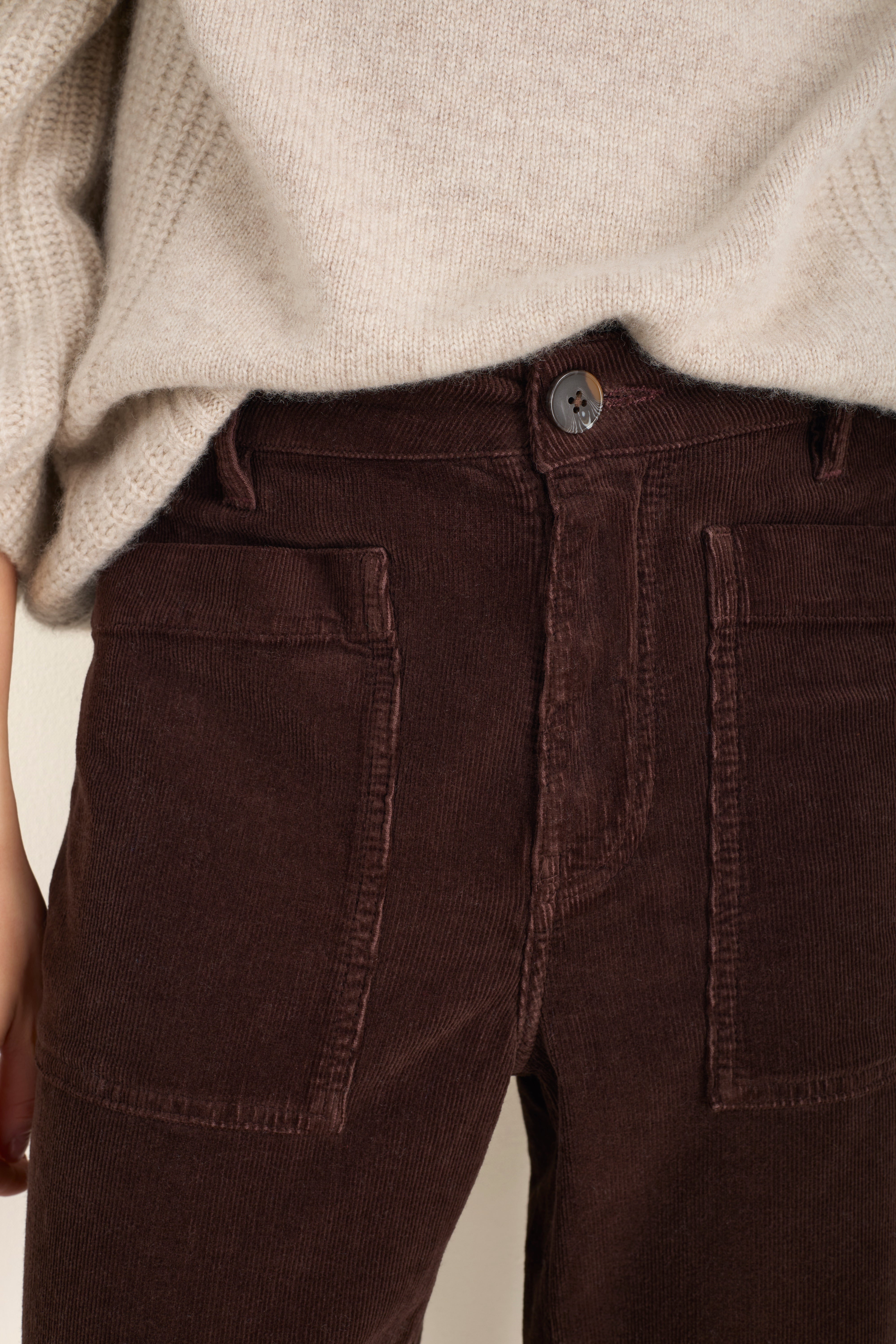 Paloma Horseshoe Pin Cord Trouser - Cocoa