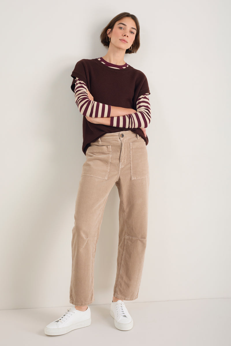 Paloma Horseshoe Pin Cord Trouser - Mink