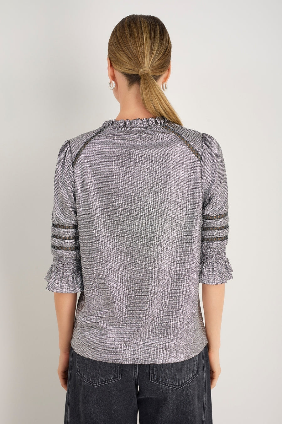 Parker Metallic Blouse - Pewter