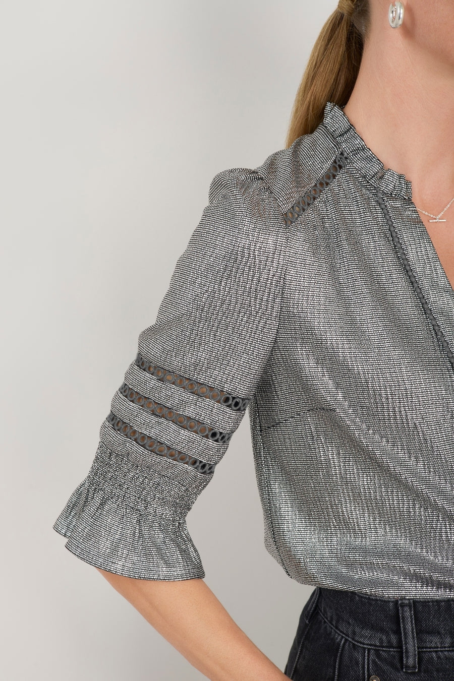 Parker Metallic Blouse - Pewter