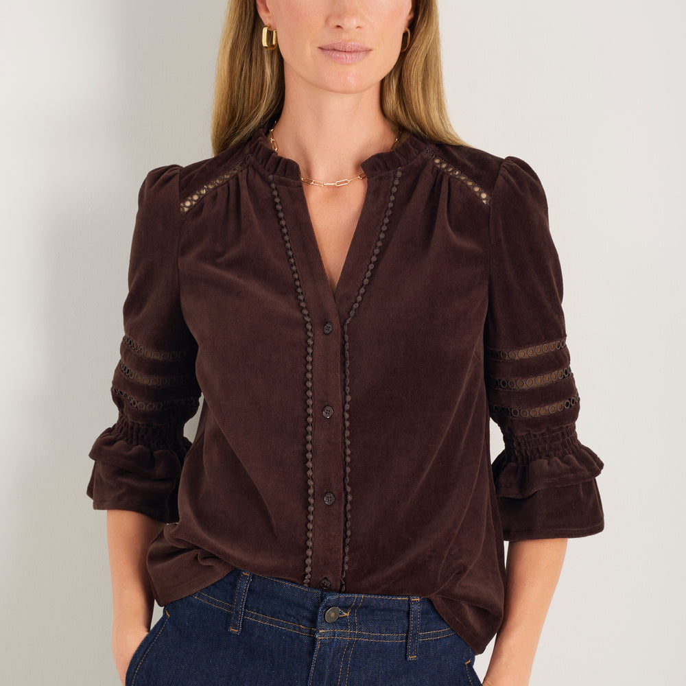 Parker Velour Blouse - Cappuccino