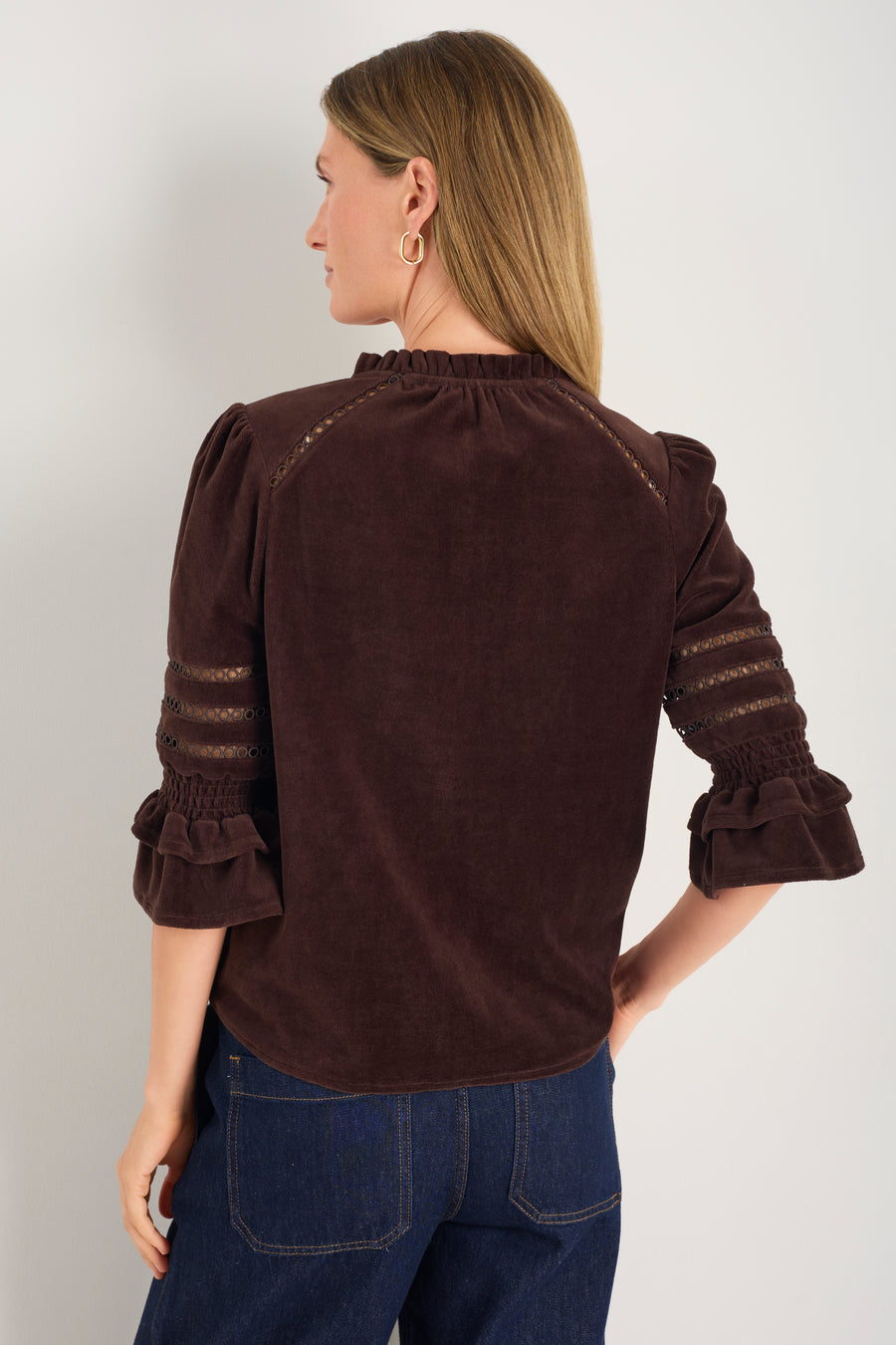 Parker Velour Blouse - Cappuccino