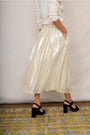 Patsy Silk Blend Lame Skirt - Gold