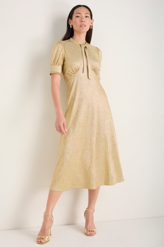 Paulina Dress - Gold Metallic WYSE London Paulina Dress - Gold Metallic WYSE London