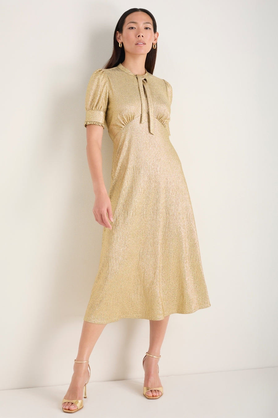 Paulina Dress - Gold Metallic WYSE London Paulina Dress - Gold Metallic WYSE London