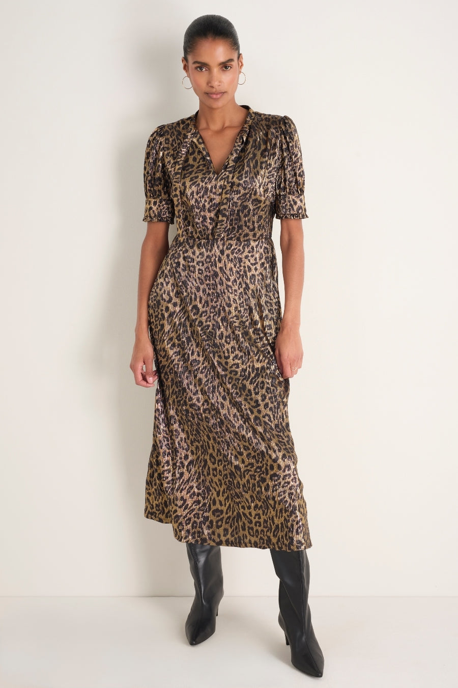 Paulina Dress - Leopard Metallic