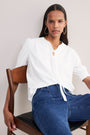 Paulina Jersey Tie Neck T-Shirt - White