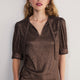 Paulina Metallic Top - Cocoa