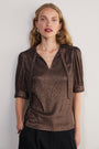 Paulina Metallic Top - Cocoa