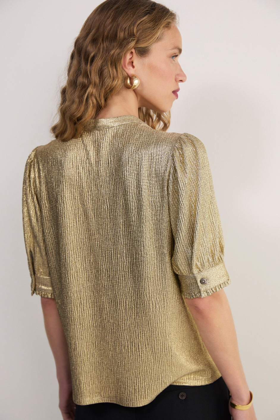 Paulina Metallic Top - Gold