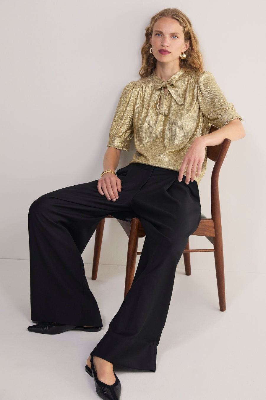 Paulina Metallic Top - Gold