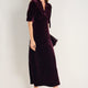 Paulina Silk Velvet Dress - Deep Fig