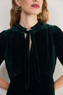 Paulina Silk Velvet Dress - Forest Green