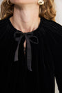 Penelope Silk Velvet Puffball Jacket - Black