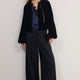 Penelope Silk Velvet Puffball Jacket - Black