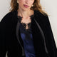 Penelope Silk Velvet Puffball Jacket - Black