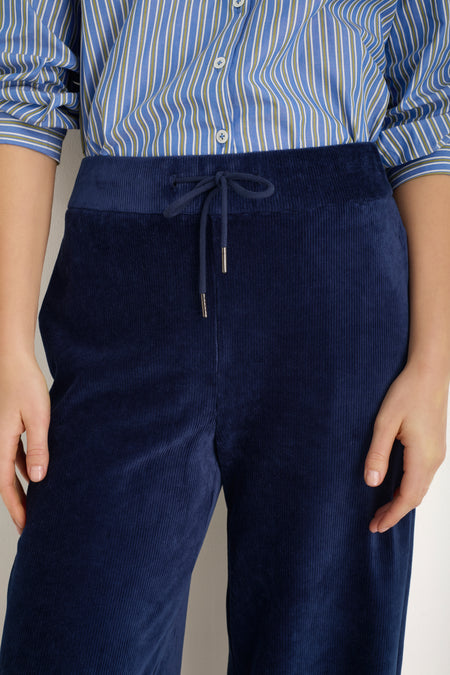 Penny Cord Velour Trouser - Midnight