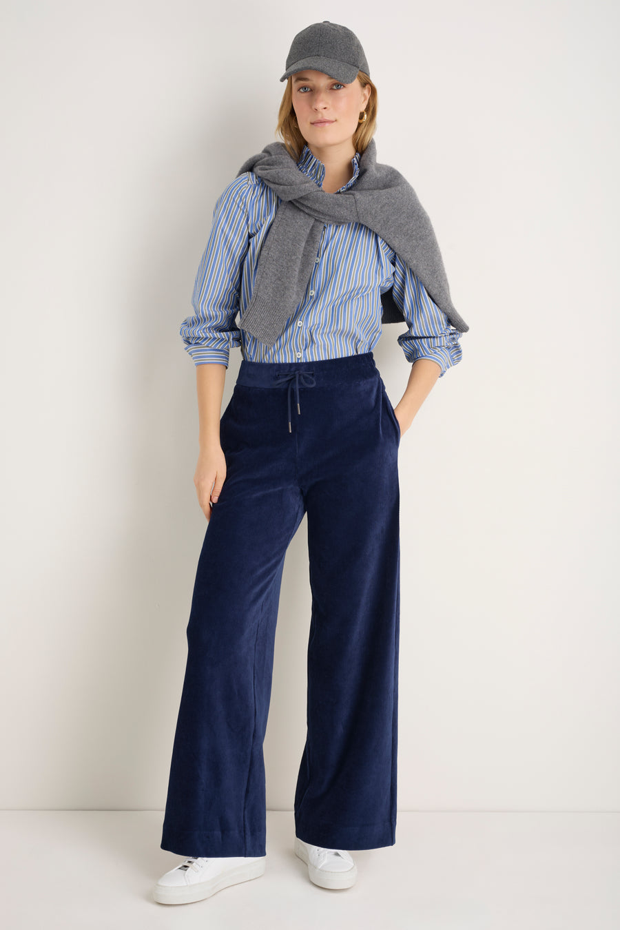 Penny Cord Velour Trouser - Midnight