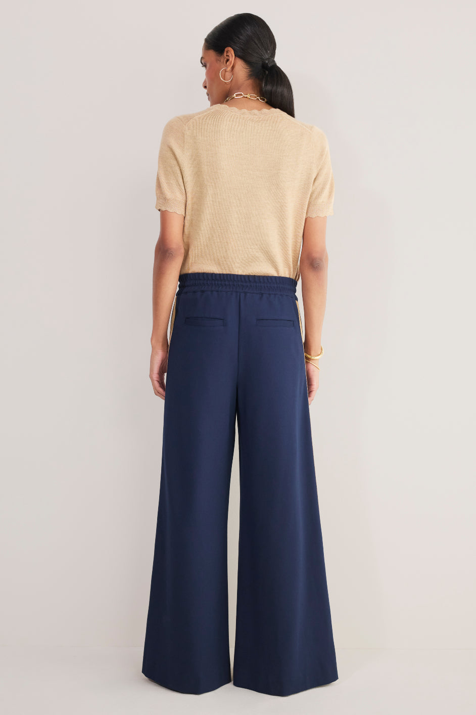Penny Ponte Palazzo Trouser - Midnight/Sand