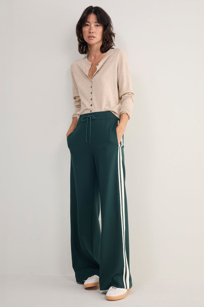 Penny Ponte Trouser - Forest Green/Ivory