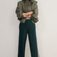 Penny Ponte Trouser - Forest Green/Ivory